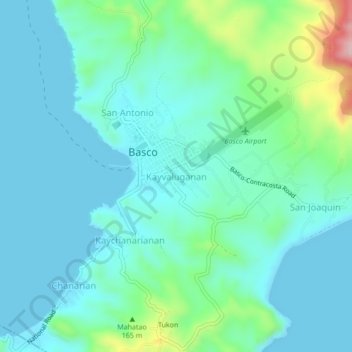Mappa topografica Kayvaluganan, altitudine, rilievo