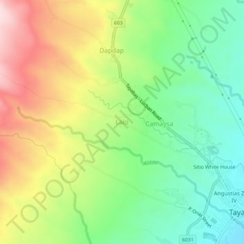 Mappa topografica Lalo, altitudine, rilievo