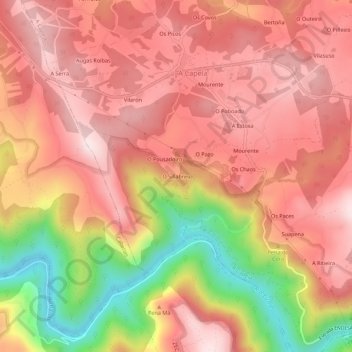 Mappa topografica O Sillabreu, altitudine, rilievo