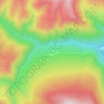 Mappa topografica Bergua, altitudine, rilievo