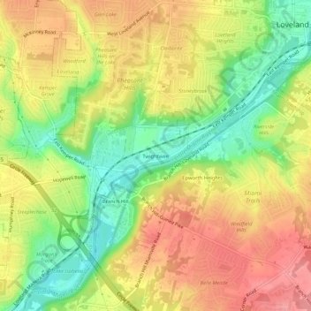 Mappa topografica Twightwee, altitudine, rilievo