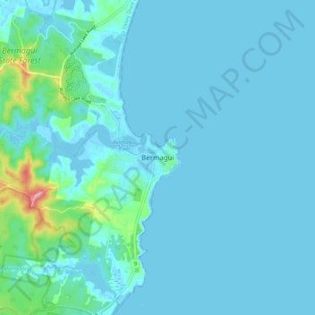 Mappa topografica Bermagui, altitudine, rilievo