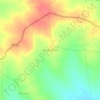 Mappa topografica Damergidda, altitudine, rilievo