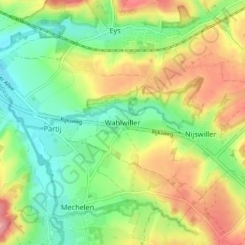 Mappa topografica Wahlwiller, altitudine, rilievo