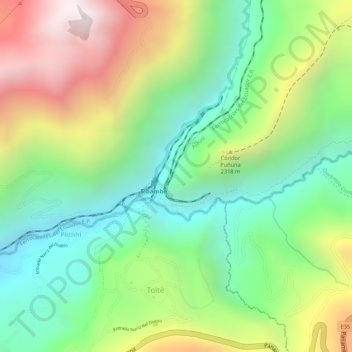 Mappa topografica Nariz del Diablo, altitudine, rilievo