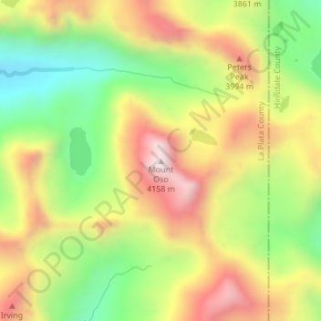 Mappa topografica Mount Oso, altitudine, rilievo