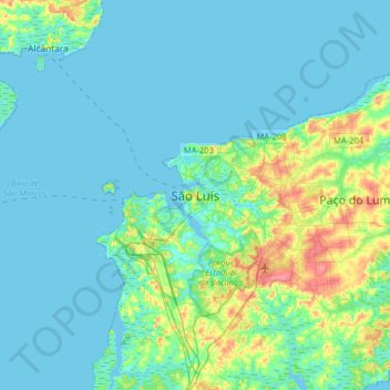 Mappa topografica São Luís, altitudine, rilievo