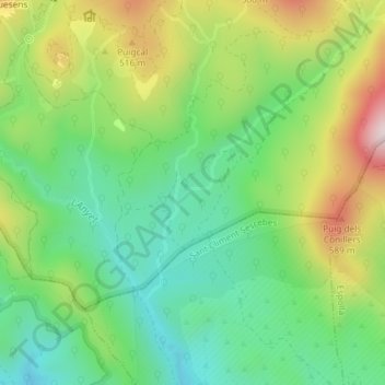 Mappa topografica la Rabassada, altitudine, rilievo