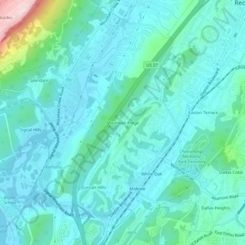 Mappa topografica Mountain Ridge, altitudine, rilievo