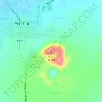Mappa topografica Mount Rouse, altitudine, rilievo