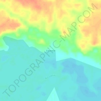 Mappa topografica Cesareia, altitudine, rilievo