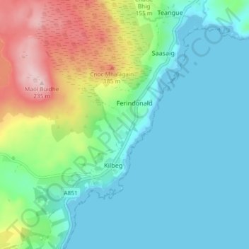 Mappa topografica Kilmore, altitudine, rilievo