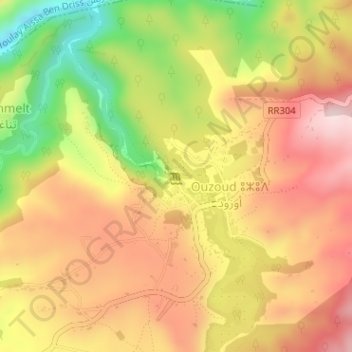 Mappa topografica Ouzoud Falls, altitudine, rilievo