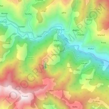 Mappa topografica Gumra, altitudine, rilievo