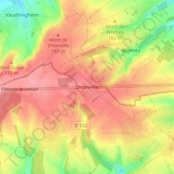Mappa topografica Drionville, altitudine, rilievo