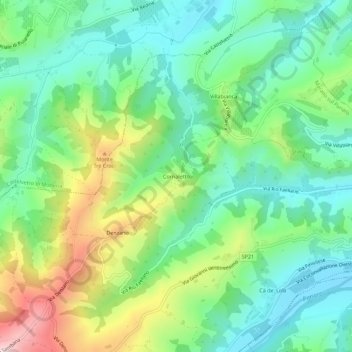 Mappa topografica Cornaletto, altitudine, rilievo