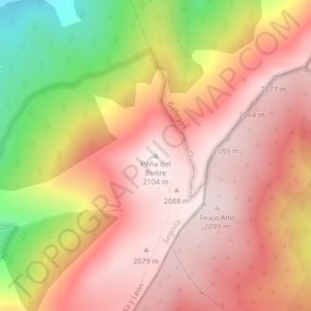 Mappa topografica Peña del Buitre, altitudine, rilievo