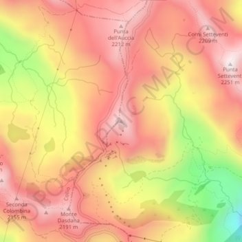 Mappa topografica Dosso dei Galli, altitudine, rilievo