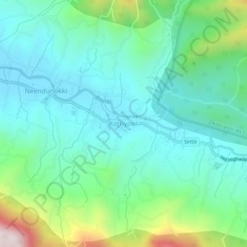 Mappa topografica Kottiyoor, altitudine, rilievo