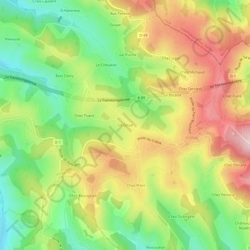 Mappa topografica La Doua, altitudine, rilievo