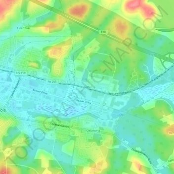 Mappa topografica Shaffer, altitudine, rilievo