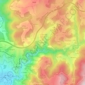 Mappa topografica Barbarin, altitudine, rilievo