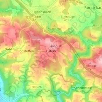 Mappa topografica Gstein, altitudine, rilievo