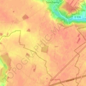 Mappa topografica Chatonville, altitudine, rilievo