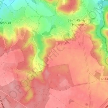Mappa topografica Le Long des Bois, altitudine, rilievo