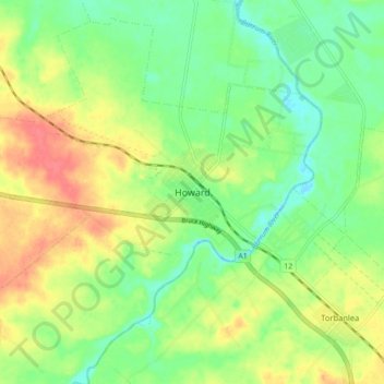 Mappa topografica Howard, altitudine, rilievo