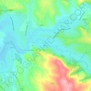 Mappa topografica Manson, altitudine, rilievo