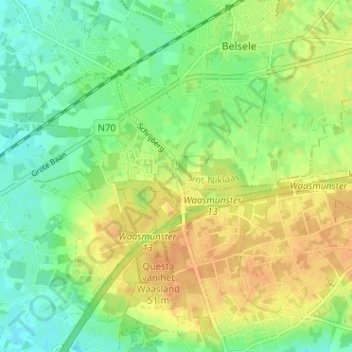 Mappa topografica Patotterij, altitudine, rilievo
