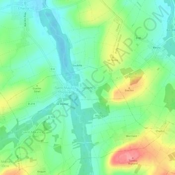 Mappa topografica La Levée, altitudine, rilievo