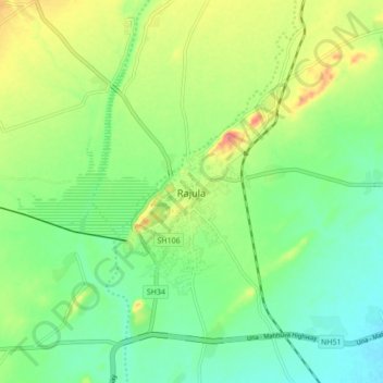 Mappa topografica Rajula, altitudine, rilievo