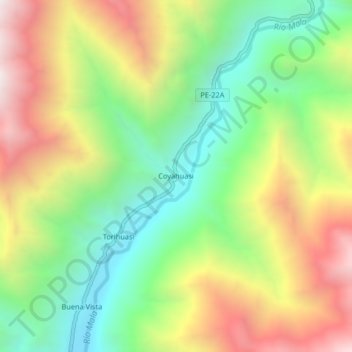 Mappa topografica Coyahuasi, altitudine, rilievo