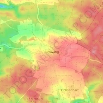Mappa topografica Bieswang, altitudine, rilievo