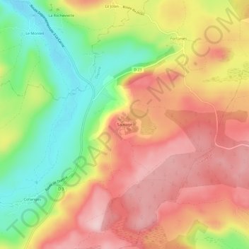 Mappa topografica Sauvage, altitudine, rilievo