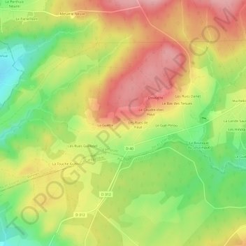 Mappa topografica Beauvais, altitudine, rilievo
