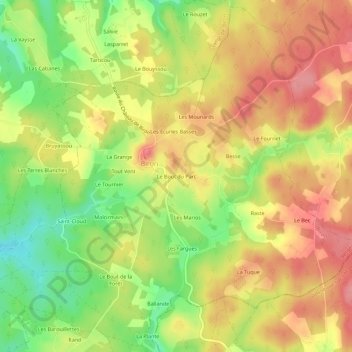Mappa topografica Le Bout du Parc, altitudine, rilievo
