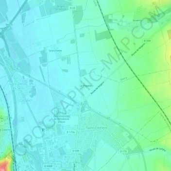 Mappa topografica Le Popelin, altitudine, rilievo