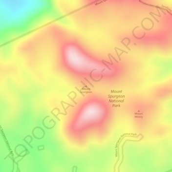 Mappa topografica Mount Spurgeon, altitudine, rilievo