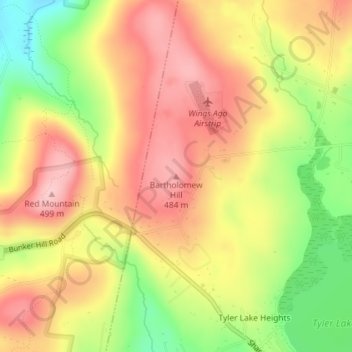 Mappa topografica Bartholomew Hill, altitudine, rilievo