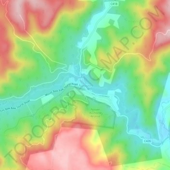 Mappa topografica Noojee, altitudine, rilievo
