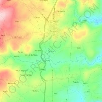 Mappa topografica Puricela, altitudine, rilievo