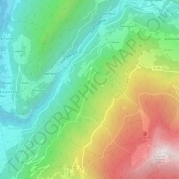 Mappa topografica Les Pointières, altitudine, rilievo