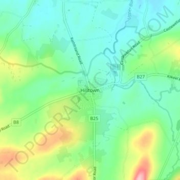 Mappa topografica Hilltown, altitudine, rilievo