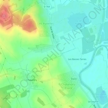 Mappa topografica Pont Lagny, altitudine, rilievo