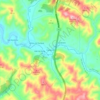 Mappa topografica Pardieiro, altitudine, rilievo