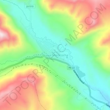 Mappa topografica Nueva Morococha, altitudine, rilievo
