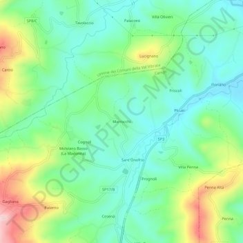 Mappa topografica Marrocchi, altitudine, rilievo